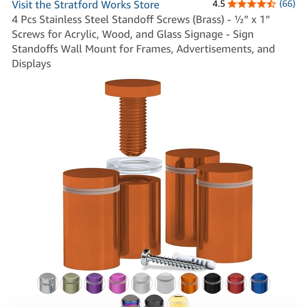 Brass Standoff Screws - Orange